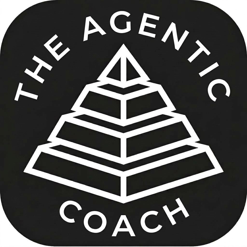 The Agentic Coach logo with pyramid design.