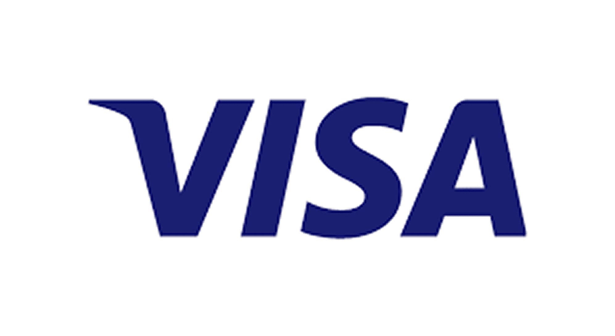 Visa logo with blue text on white.
