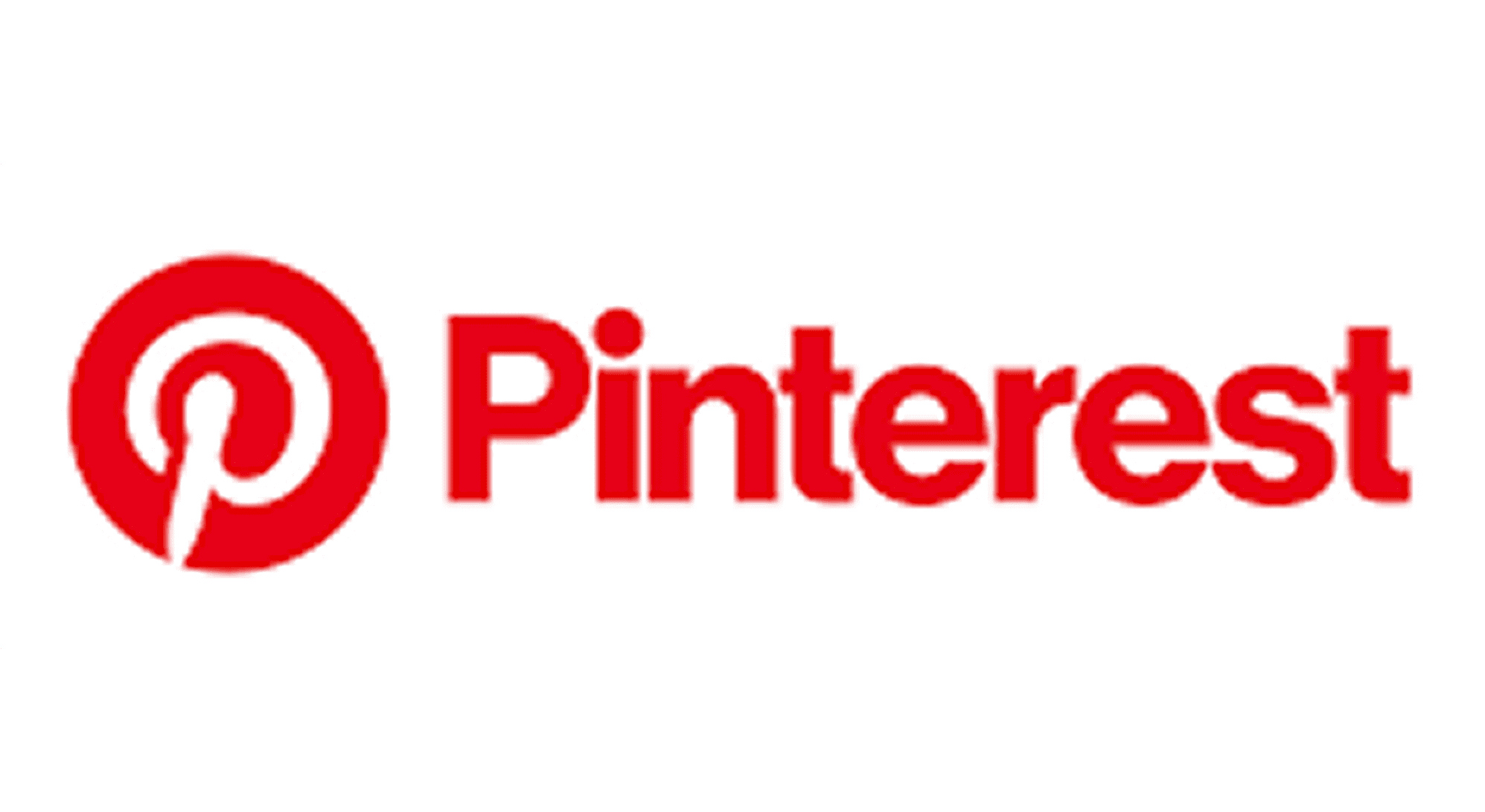 Pinterest logo with red text and icon.
