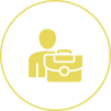 Person icon with briefcase, yellow outline.