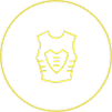 Yellow outline of armor inside a circle.